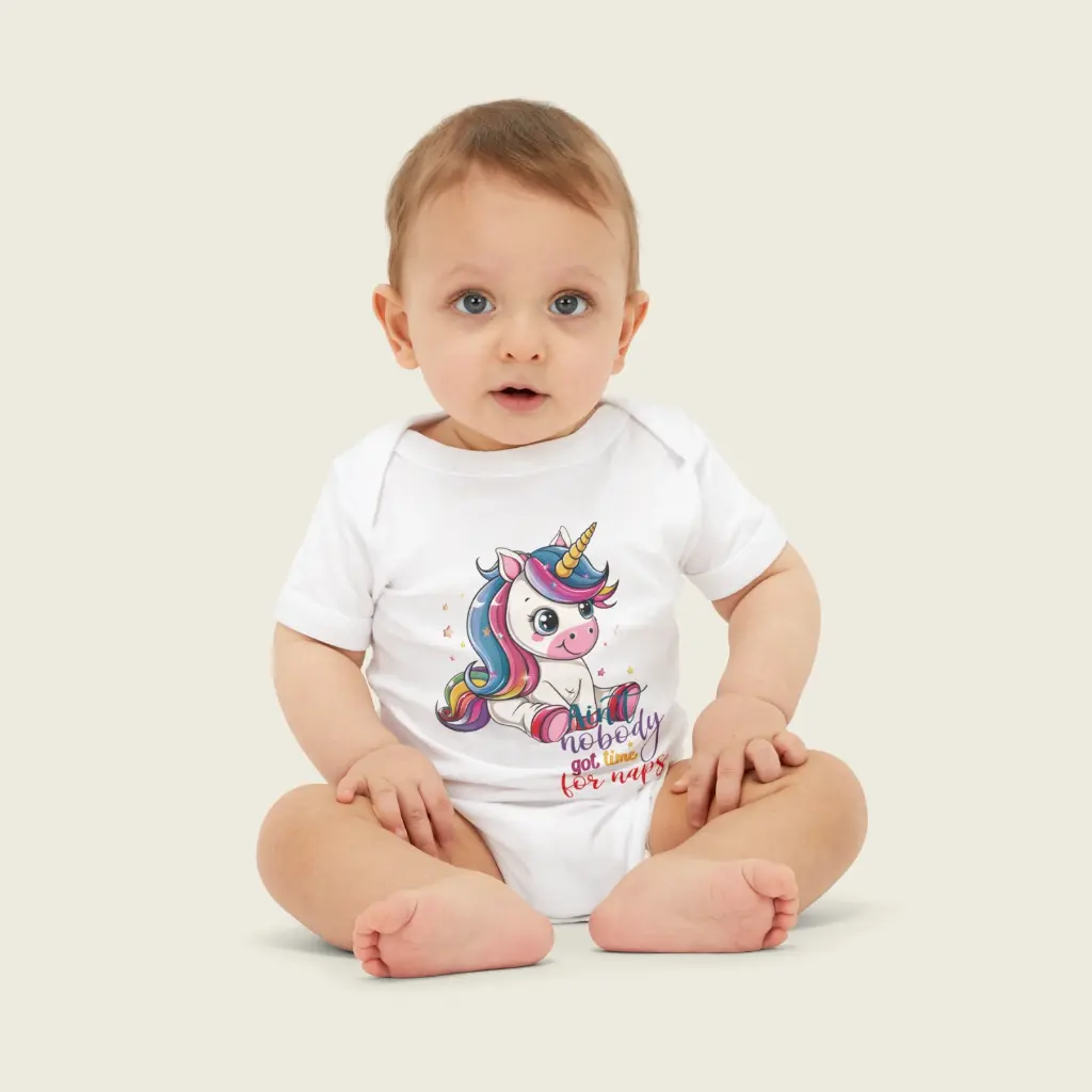 Enchanted Dreamicorn Infant Romper – Cute Pastel Unicorn & Funny Quote White 3.webp