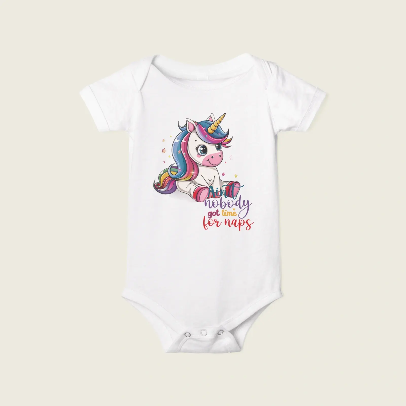 Enchanted Dreamicorn Infant Romper – Cute Pastel Unicorn & Funny Quote White 1.webp