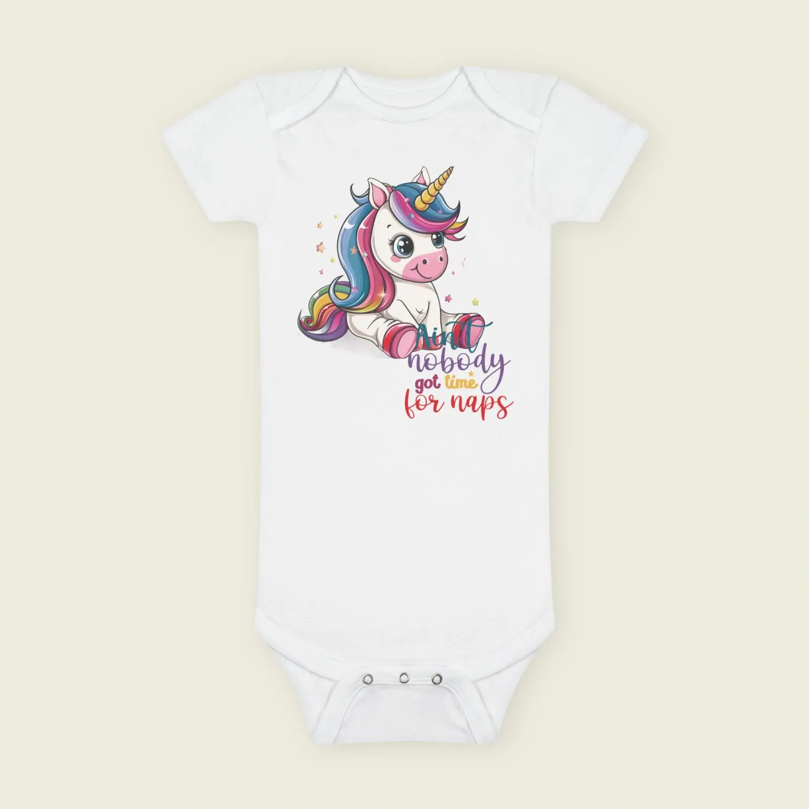 Organic Unicorn Baby Bodysuit – Cute “Nobody Got Time for Naps” Onesie 1.webp