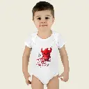 Cute Red Monster Baby Bodysuit - I'm Proof That God Answers Prayers White 3.webp