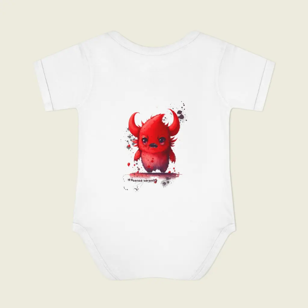 Cute Red Monster Baby Bodysuit - I'm Proof That God Answers Prayers White 2.webp