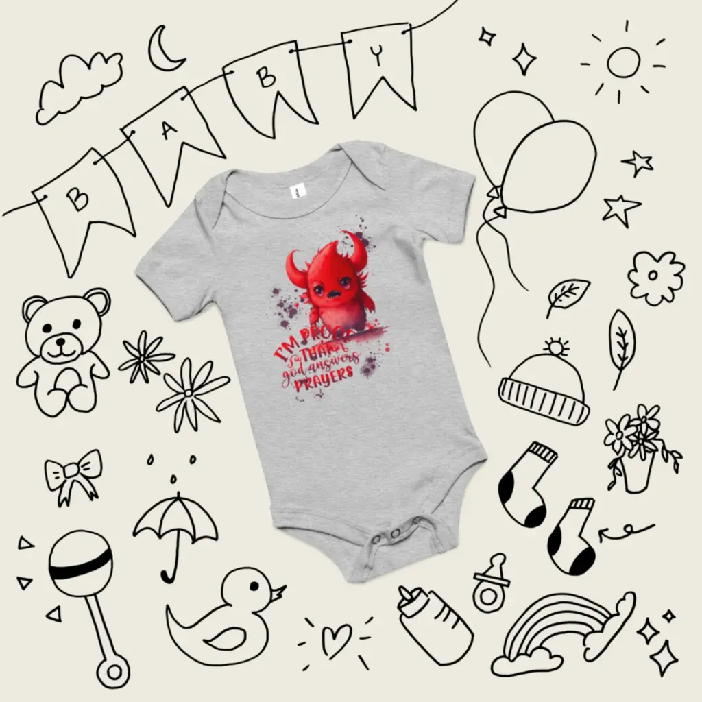 Baby Short Sleeve One Piece Little Monster Athletic Heather 13.webp