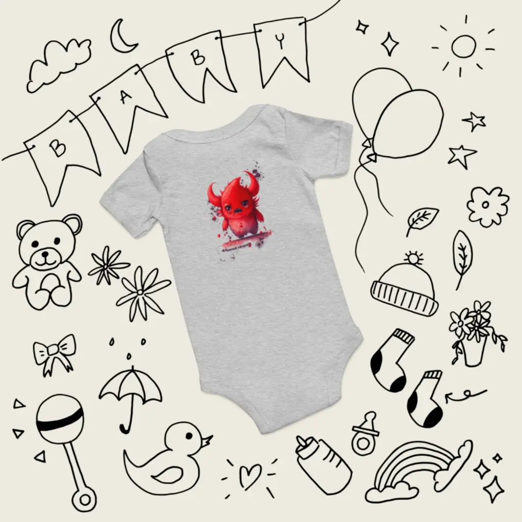 Baby Short Sleeve One Piece Little Monster Athletic Heather 20.webp