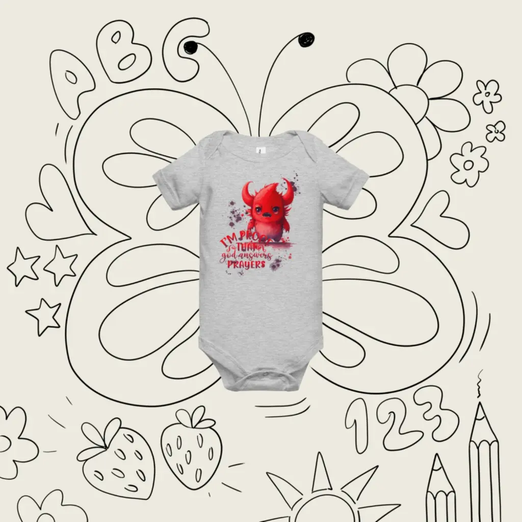 Baby Short Sleeve One Piece Little Monster Athletic Heather 14.webp
