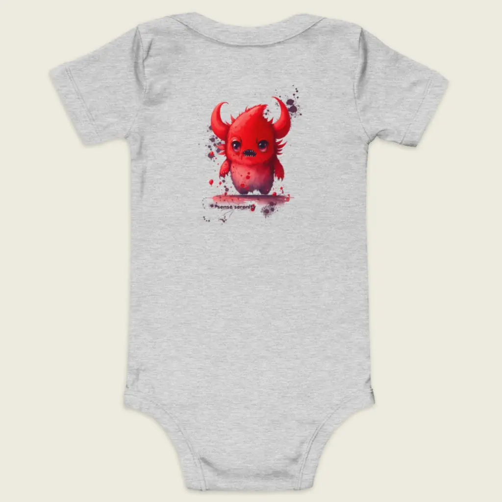 Baby Short Sleeve One Piece Little Monster Athletic Heather 3.webp