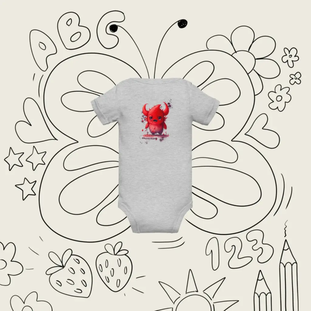 Baby Short Sleeve One Piece Little Monster Athletic Heather 18.webp