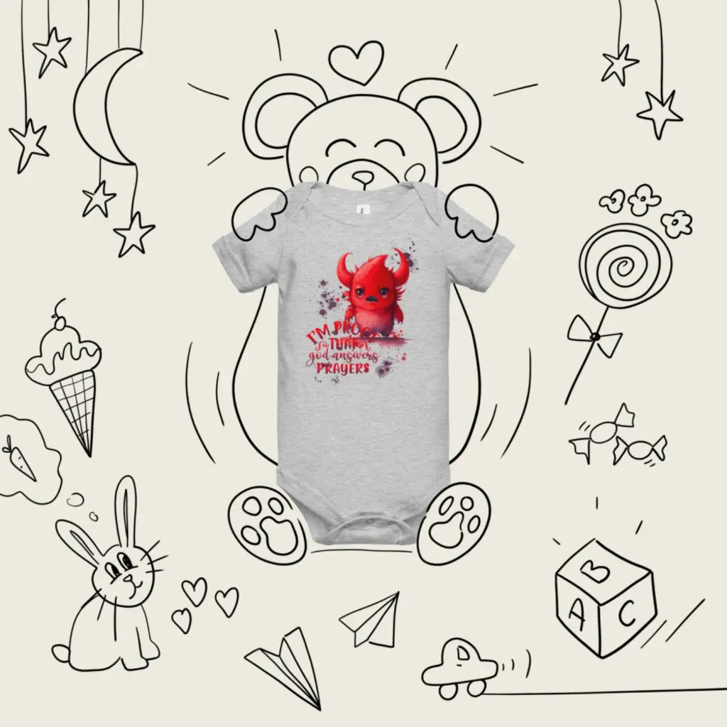 Baby Short Sleeve One Piece Little Monster Athletic Heather 15.webp
