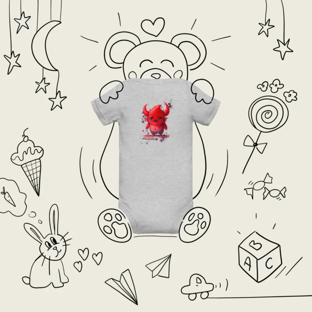 Baby Short Sleeve One Piece Little Monster Athletic Heather 19.webp