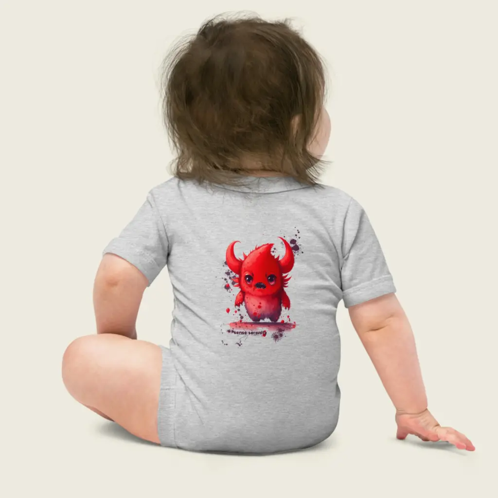 Baby Short Sleeve One Piece Little Monster Athletic Heather 11.webp