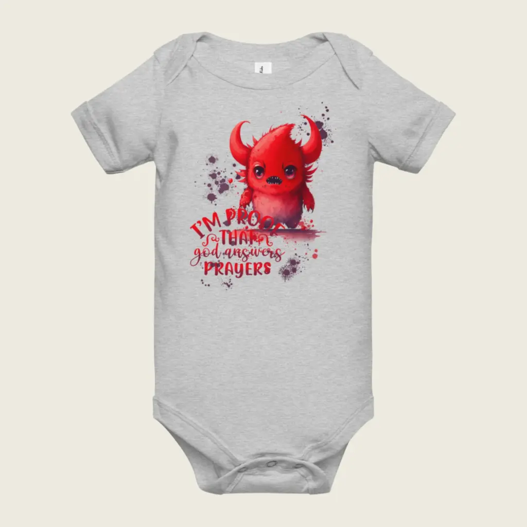 Baby Short Sleeve One Piece Little Monster Athletic Heather 2.webp