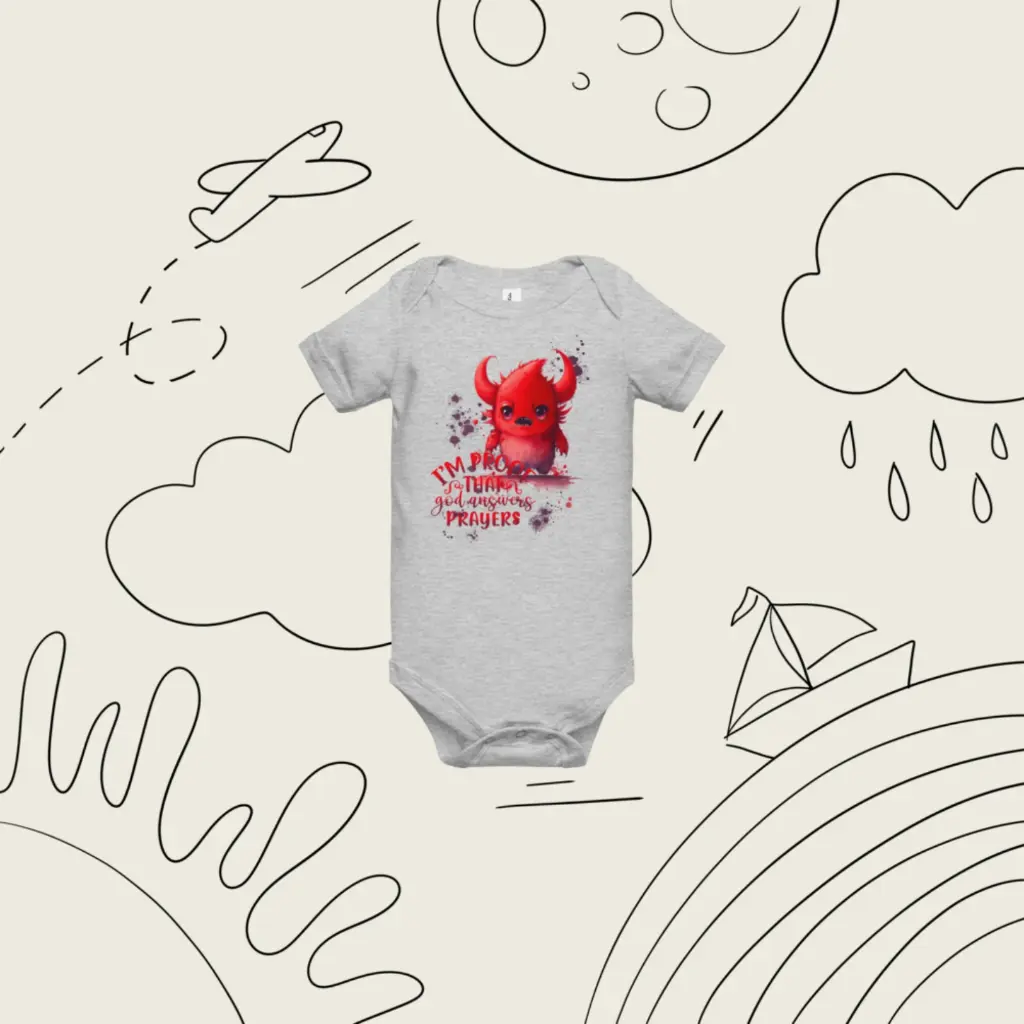 Baby Short Sleeve One Piece Little Monster Athletic Heather 16.webp