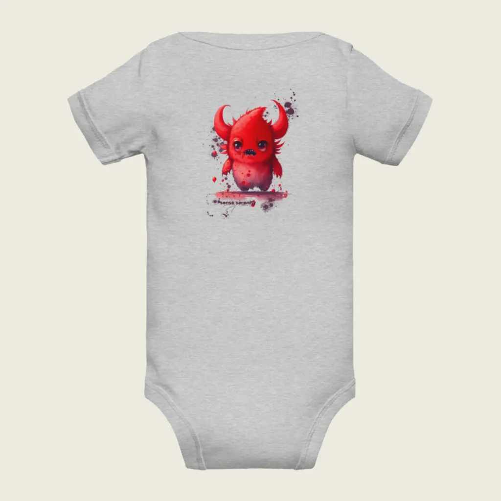 Baby Short Sleeve One Piece Little Monster Athletic Heather 4.webp