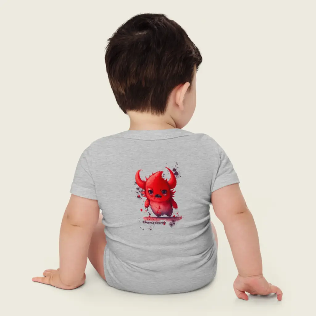 Baby Short Sleeve One Piece Little Monster Athletic Heather 10.webp
