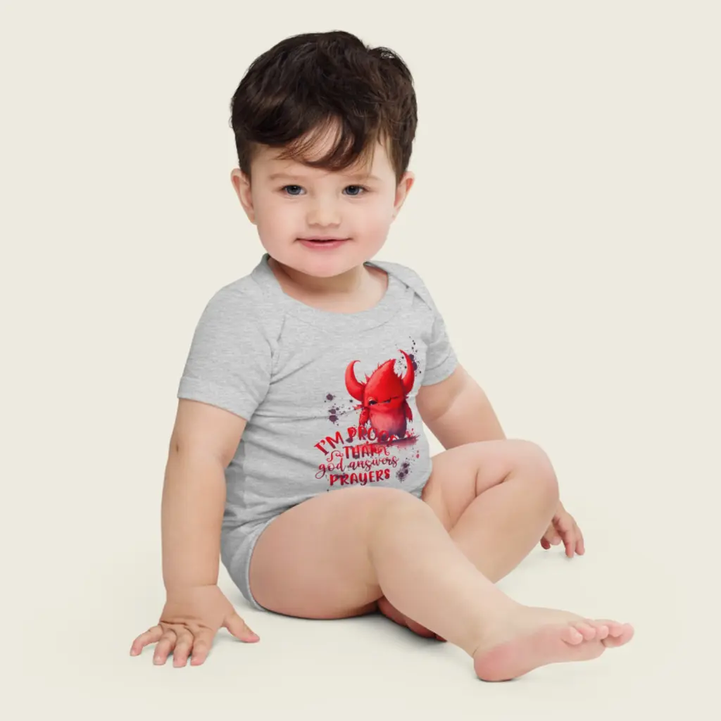 Baby Short Sleeve One Piece Little Monster Athletic Heather 7.webp