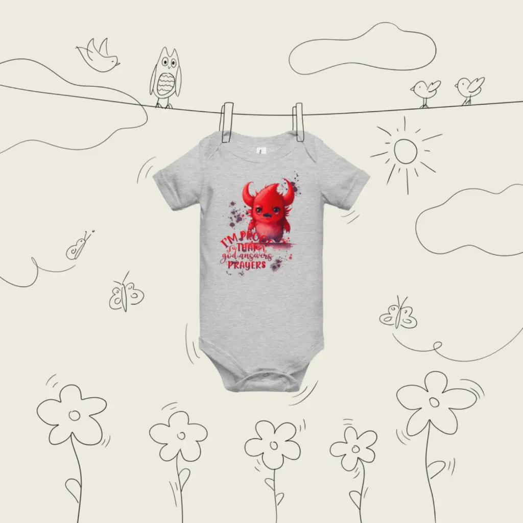 Baby Short Sleeve One Piece Little Monster Athletic Heather 12.webp