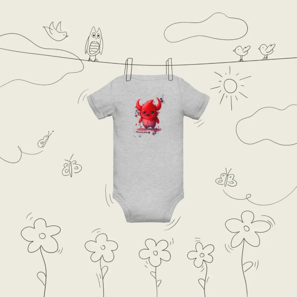 Baby Short Sleeve One Piece Little Monster Athletic Heather 21.webp