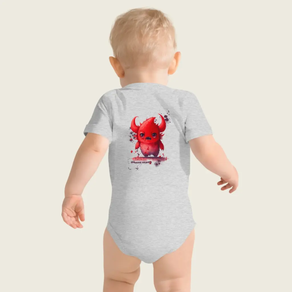 Baby Short Sleeve One Piece Little Monster Athletic Heather 9.webp