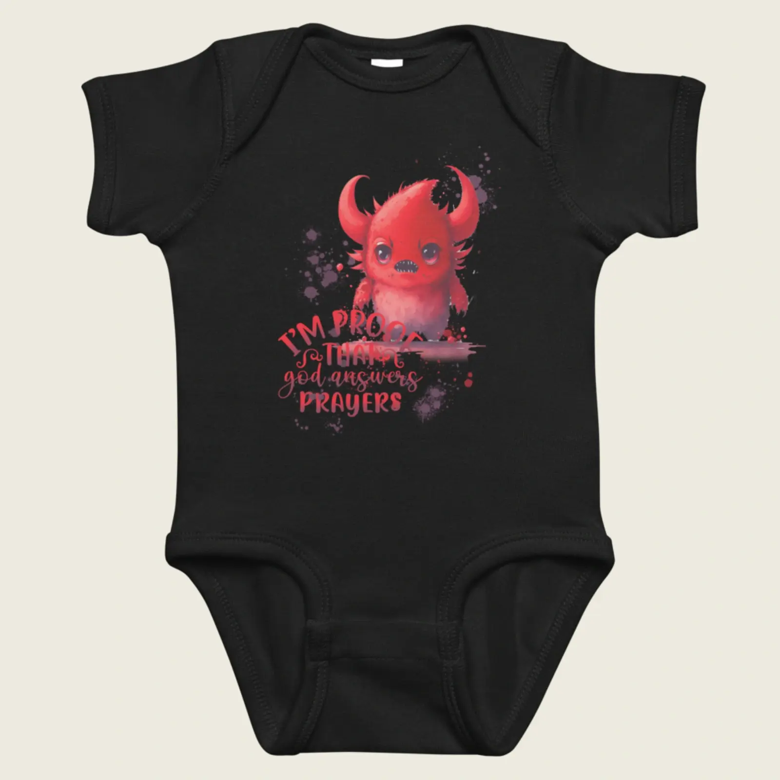 Sense Serenity LOVELY Red Monster Baby Bodysuit - Cute Infant One-Piece Black 1.webp
