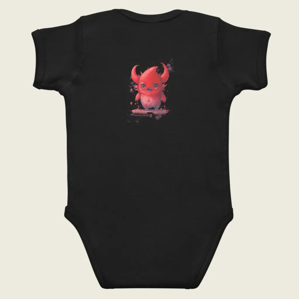Sense Serenity LOVELY Red Monster Baby Bodysuit - Cute Infant One-Piece Black 2.webp