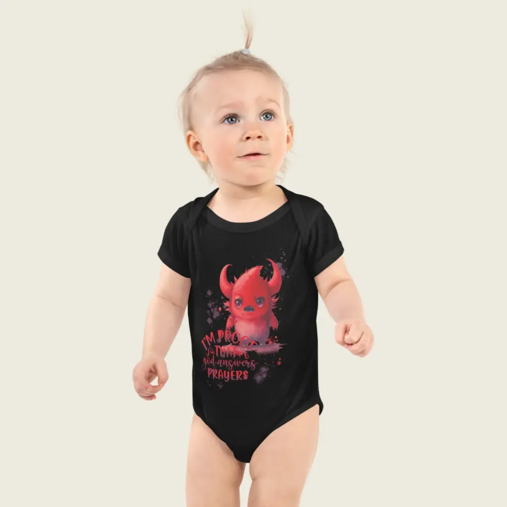 Sense Serenity LOVELY Red Monster Baby Bodysuit - Cute Infant One-Piece Black 4.webp