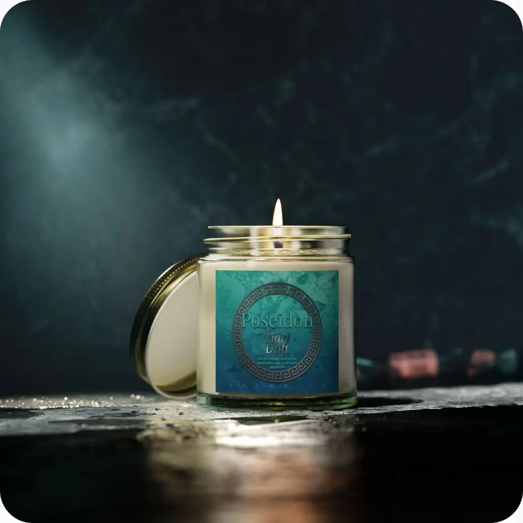 Sense Serenity Rebel Poseidon-Tidal Drift Scented Candles product photo with background clear 4 oz 2