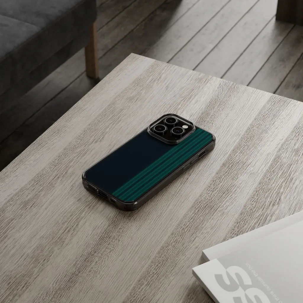 Sense Serenity™ Neon Noir – Rich Black & Midnight Green Glow Clear Phone Case iPhone 14 Pro 4.webp