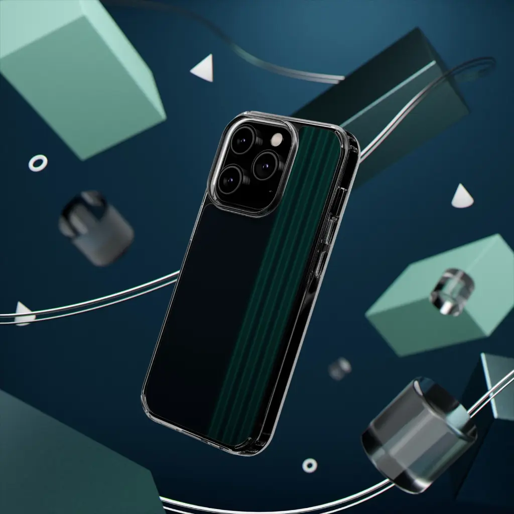 Sense Serenity™ Neon Noir – Rich Black & Midnight Green Glow Clear Phone Case iPhone 14 Pro 8.webp