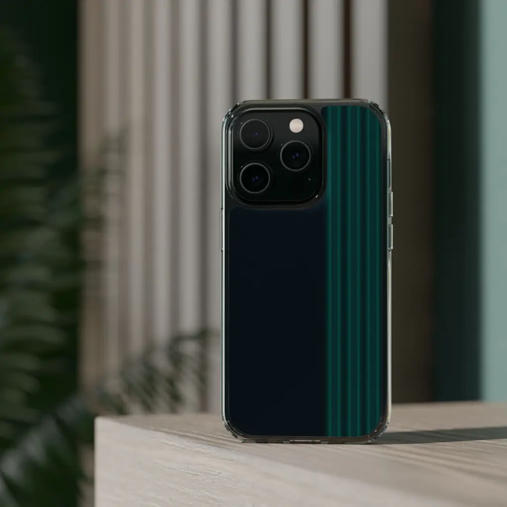 Sense Serenity™ Neon Noir – Rich Black & Midnight Green Glow Clear Phone Case iPhone 14 Pro 5.webp
