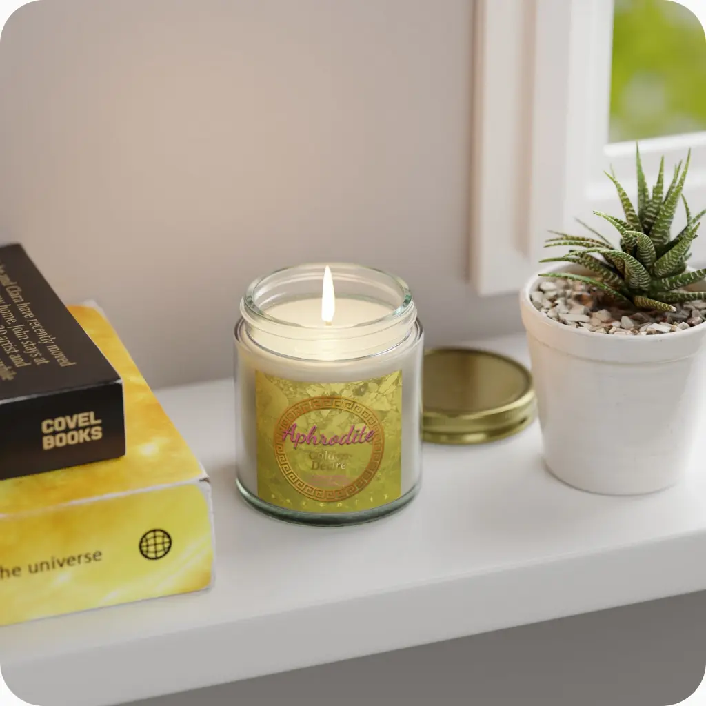 Sense Serenity Rebel Aphrodite-Golden Desire Scented Candles product photo with background clear 4 oz 4