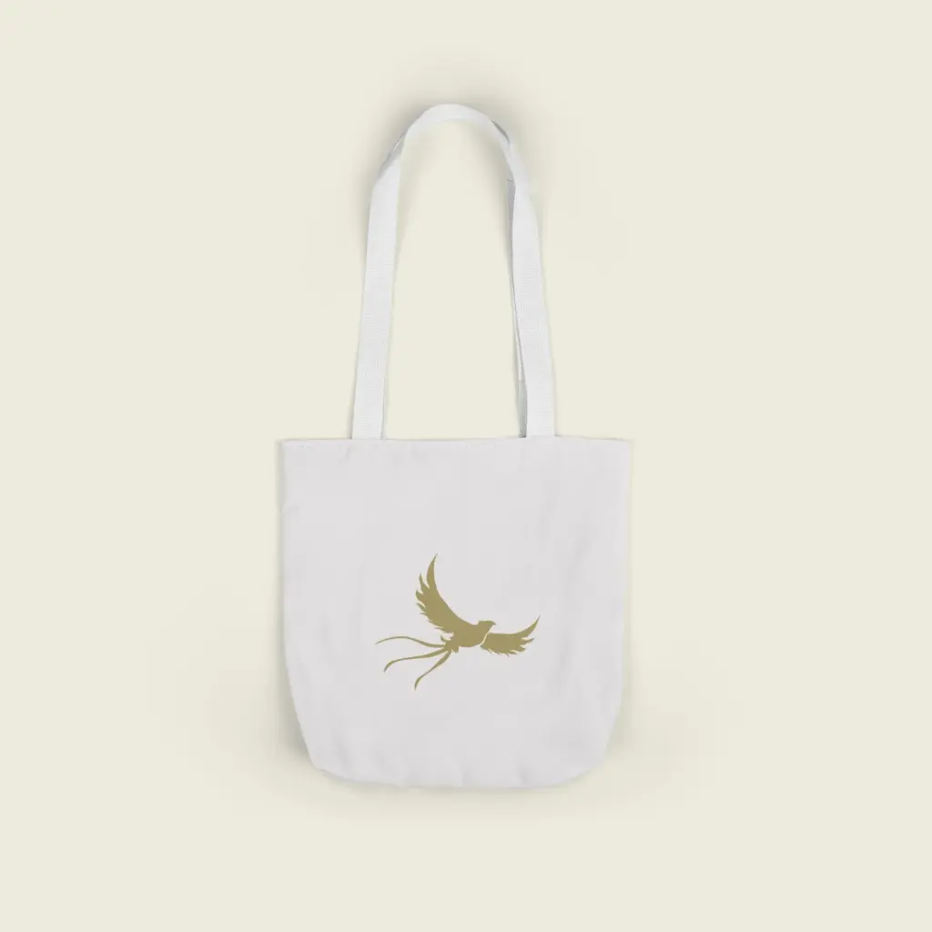 Sense Serenity White Phoenix Canvas Tote Bag – Artistic Eco Reusable Shopping Bag 13x13 4.webp