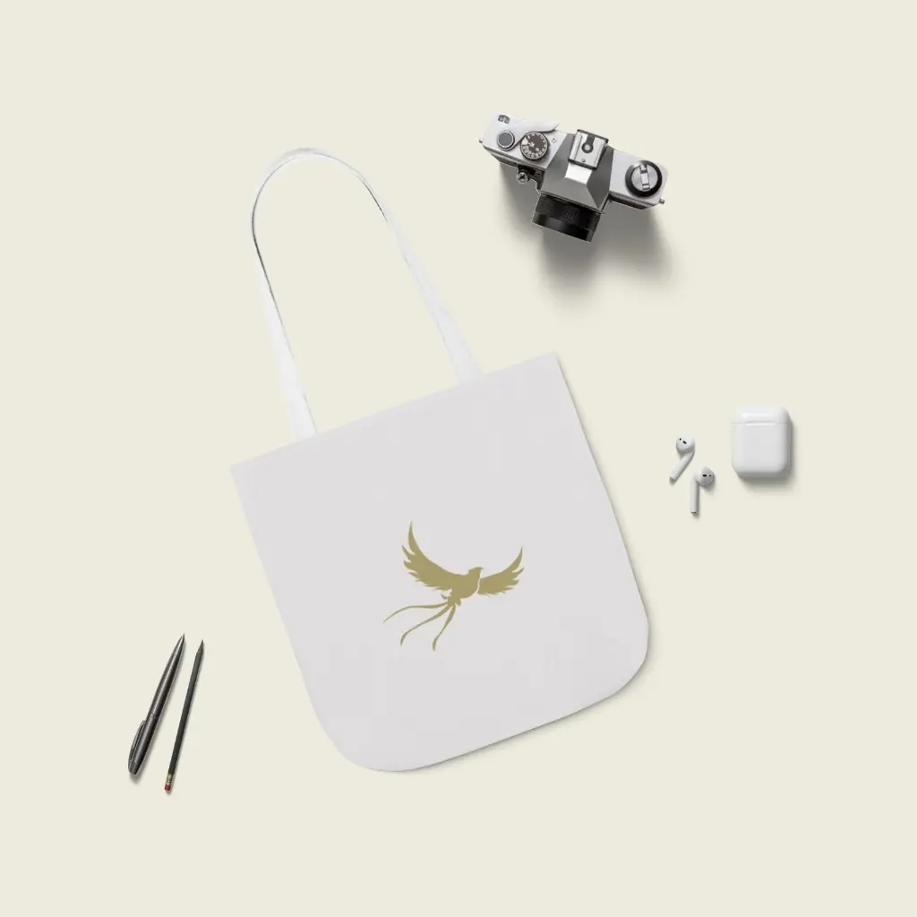 Sense Serenity White Phoenix Canvas Tote Bag – Artistic Eco Reusable Shopping Bag 13x13 6.webp