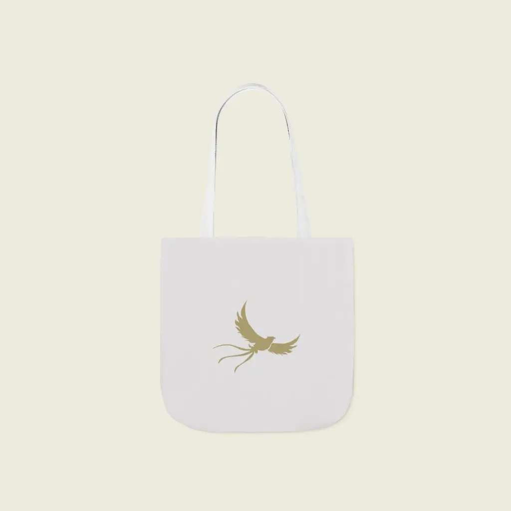 Sense Serenity White Phoenix Canvas Tote Bag – Artistic Eco Reusable Shopping Bag 13x13 5.webp