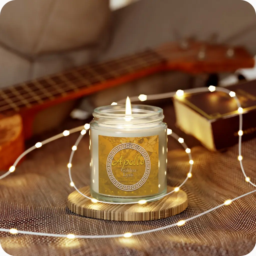 Sense Serenity Rebel Apollo-Golden Lyric Scented Candles product photo with background clear 4 oz 1