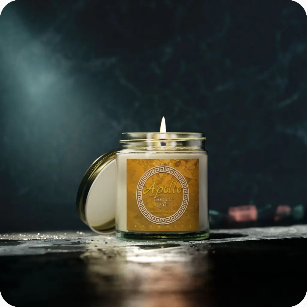 Sense Serenity Rebel Apollo-Golden Lyric Scented Candles product photo with background clear 4 oz 2