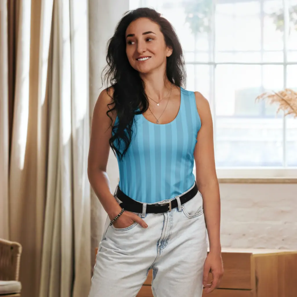Ocean Breeze _ Sky Blue Striped Summer Tank Top by Sense Serenity 12.webp