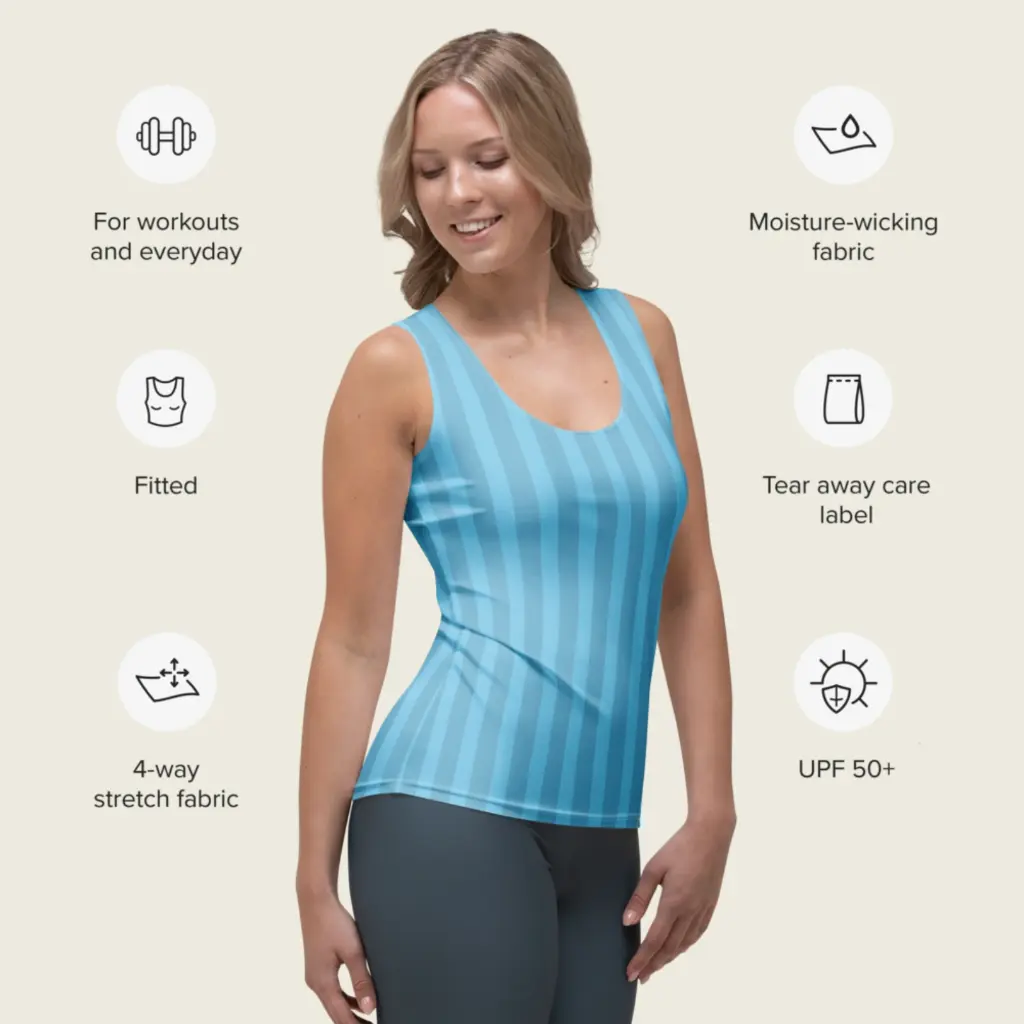 Ocean Breeze _ Sky Blue Striped Summer Tank Top by Sense Serenity 8.webp