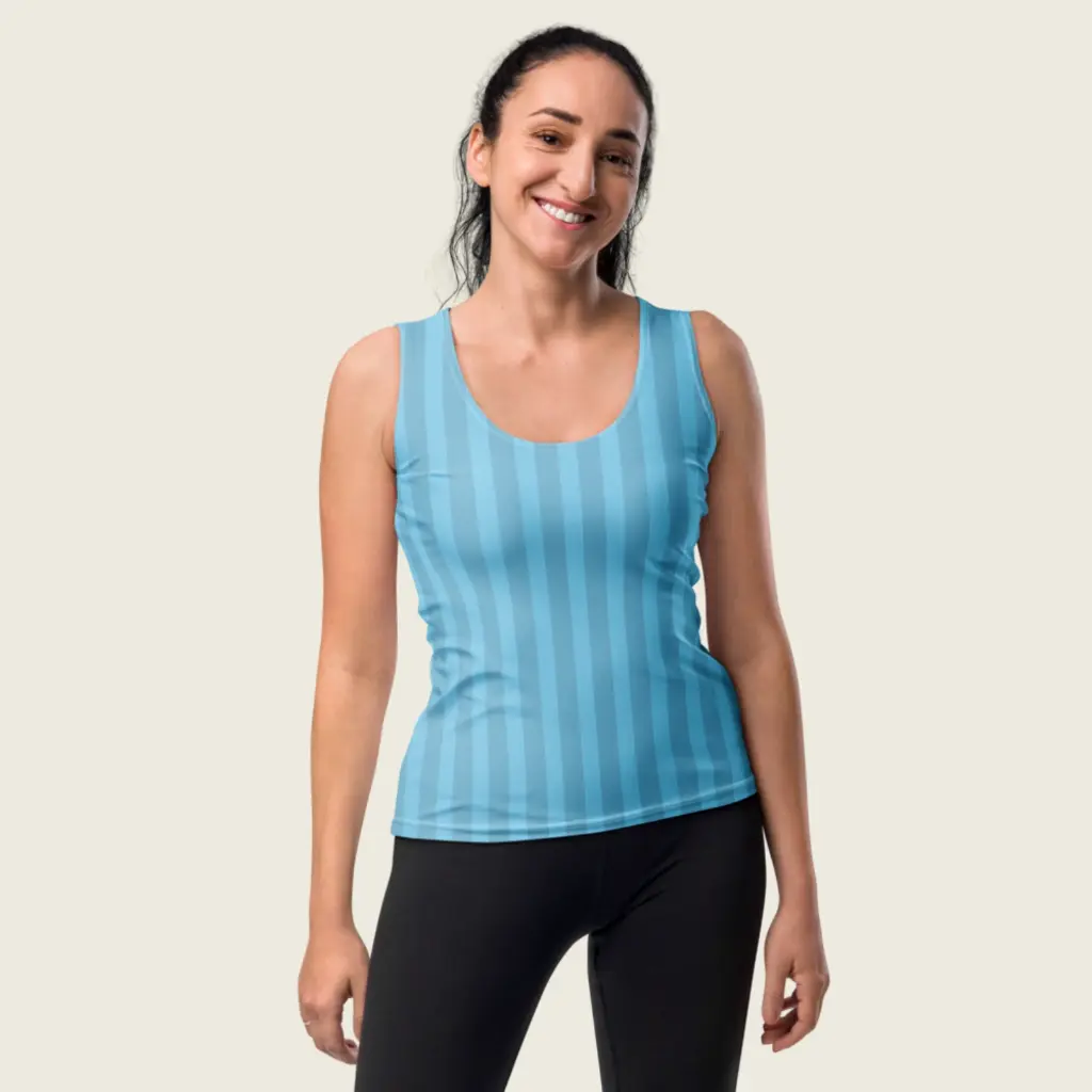 Ocean Breeze _ Sky Blue Striped Summer Tank Top by Sense Serenity 10.webp