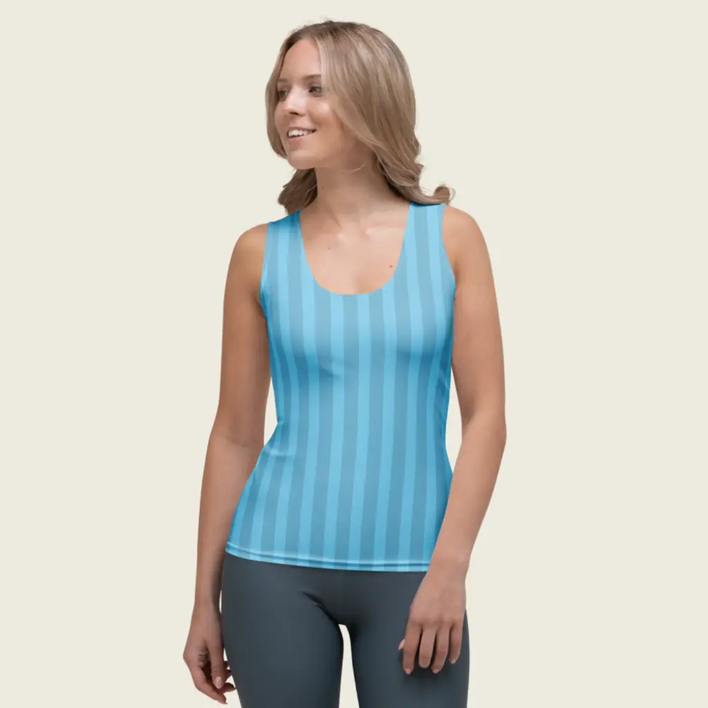 Ocean Breeze _ Sky Blue Striped Summer Tank Top by Sense Serenity 6.webp