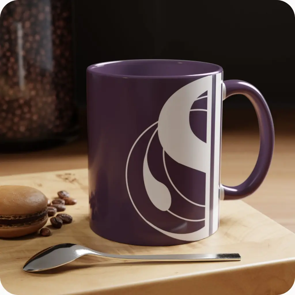 Serenity Purple Elegant Ceramic Coffee Mug 11oz product on the table