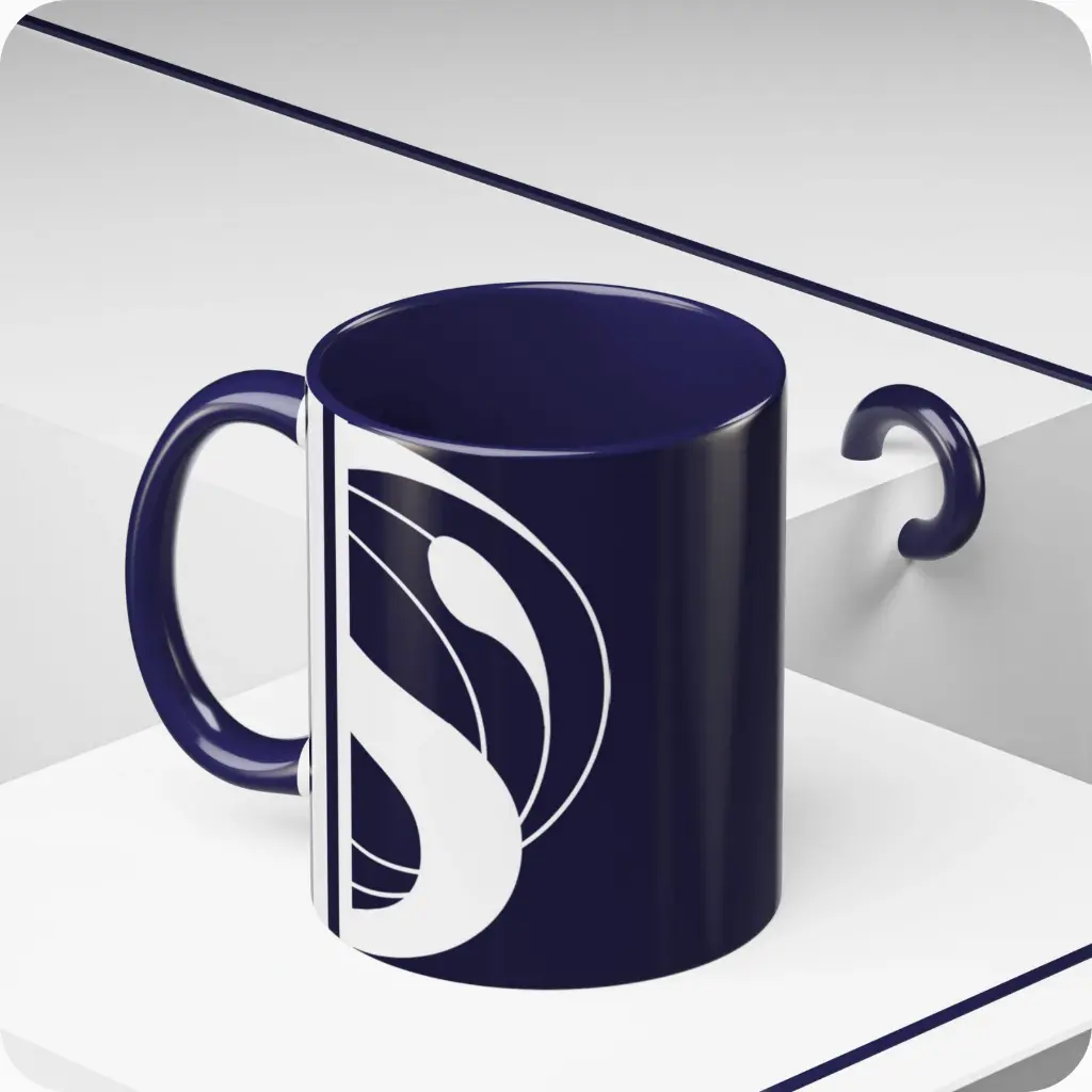 Serenity Navy Elegant Ceramic Coffee Mug 11oz abstract background