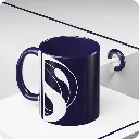 Serenity Navy Elegant Ceramic Coffee Mug 11oz abstract background