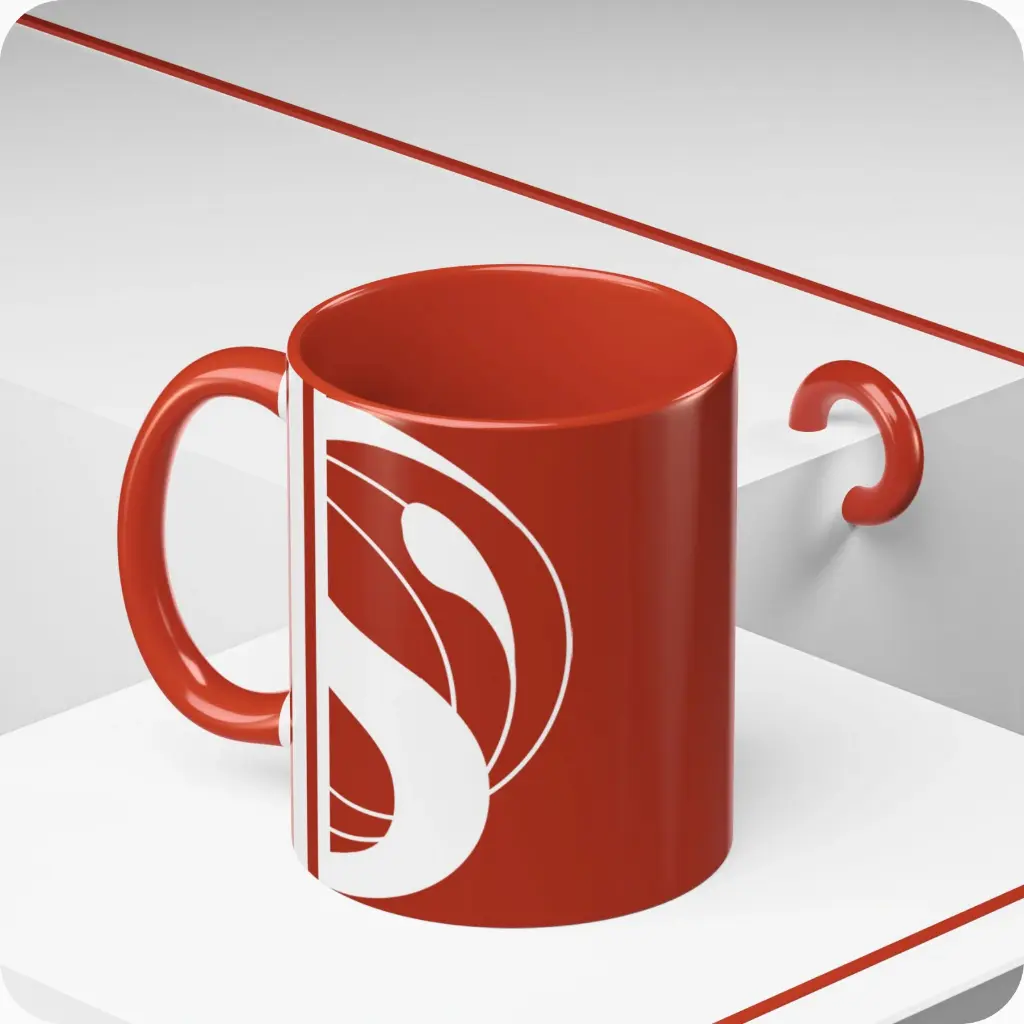 Serenity Red Elegant Ceramic Coffee Mug 11oz abstract background