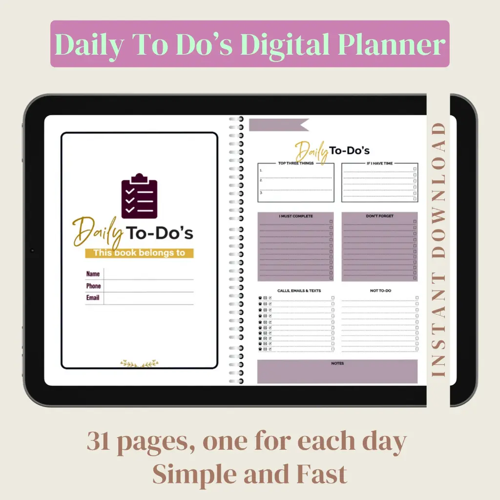 Plan.Do.Succeed. Daily To-Do's Digital Daily Planner Product Images 1.webp