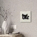 Black Cat Peeking Streched Canvas 12x12 Context 2.webp