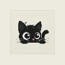 Black Cat Peeking Streched Canvas 12x12 Front.webp