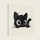 Black Cat Peeking Stretched Canvas