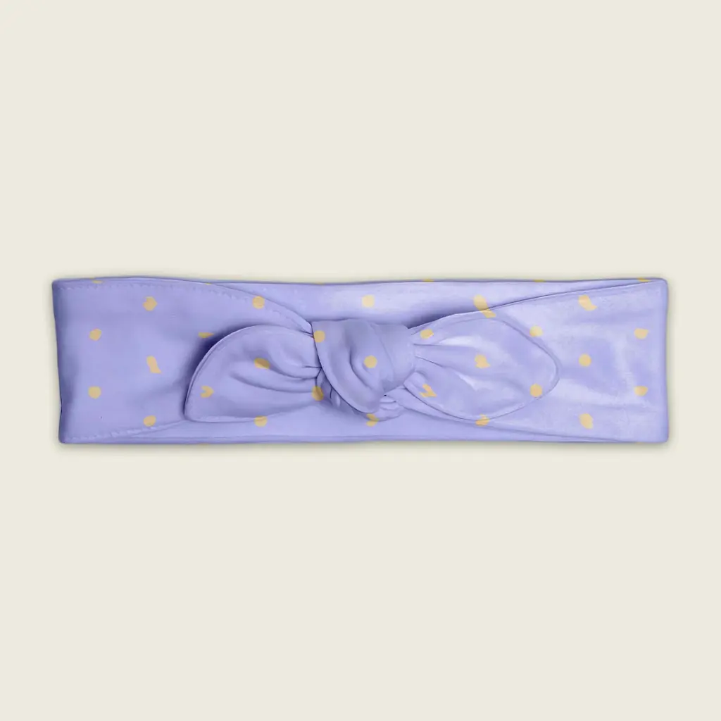 Sense Serenity Lovely Lavender Peach Dot Baby Bow Headband – Soft Stretchy Infant Girl Hairband (0-3 Months)
