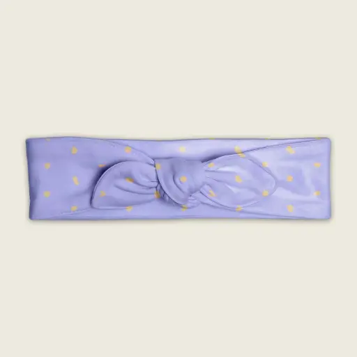 Sense Serenity Lovely Lavender Peach Dot Baby Bow Headband – Soft Stretchy Infant Girl Hairband (0-3 Months)