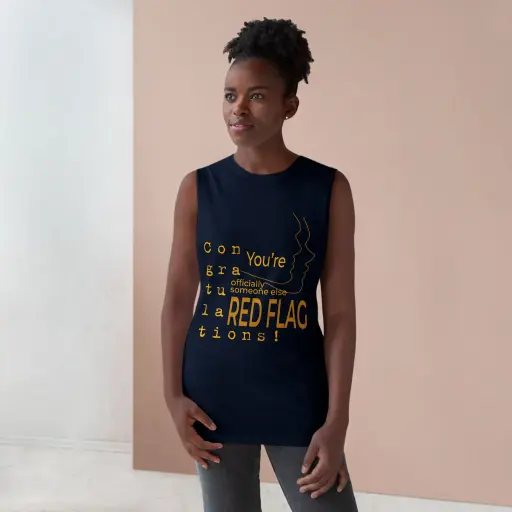 Rebel Vibes Unisex Barnard Tank – "Congratulations You're Someone Else’s Red Flag" Graphic Tee