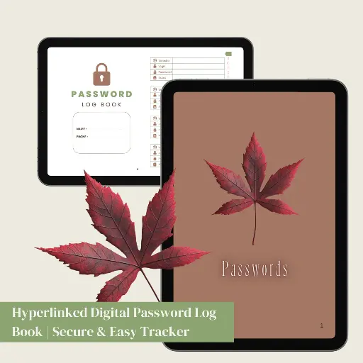 Hyperlinked Digital Password Log Book | Secure & Easy Tracker 